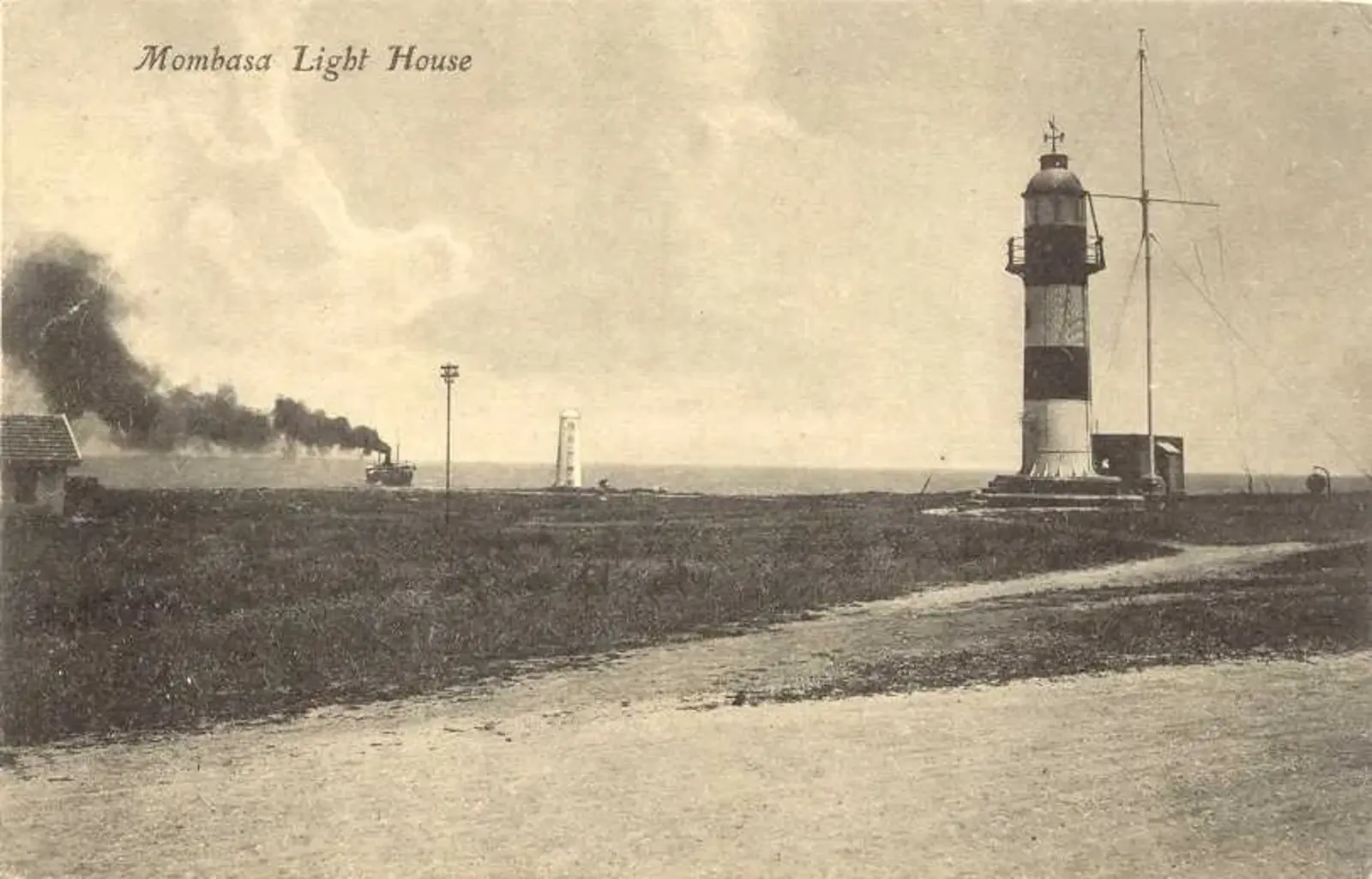 Ra's Serani Range Front.  A postcard view showing both lights of the original range; the front light was on the obelisk and the rear light on the round cast iron tower.