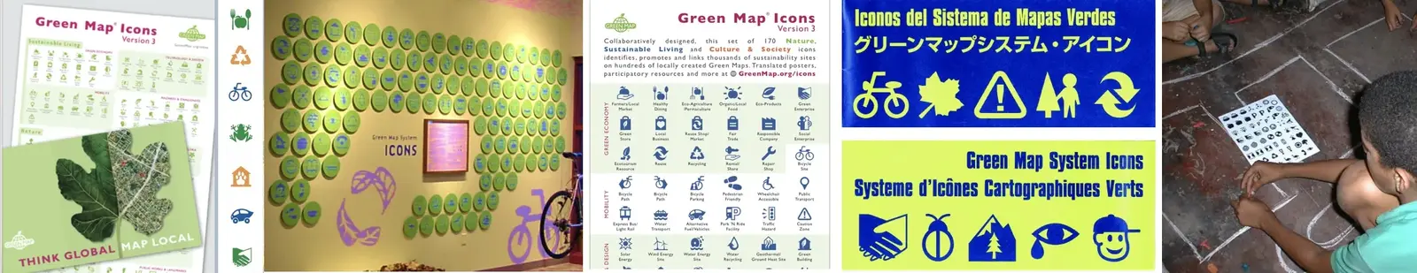 Green Map Icons over the years, in Milwaukee, Havana, NYC and 