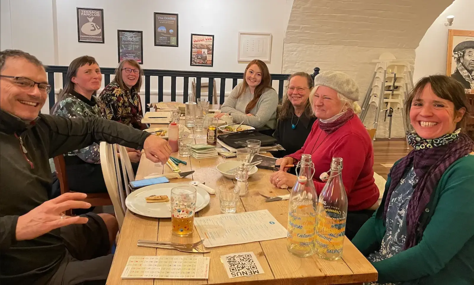 Neil Lovelock of Glasgow Eco Trust. Hannah Clinch &amp; Eilish (across) of Tacit Design, Chiara?? Architecture &amp; Design, Wendy Brawer of Green Map System, Annie Morgan of Govan, and Sustran UK