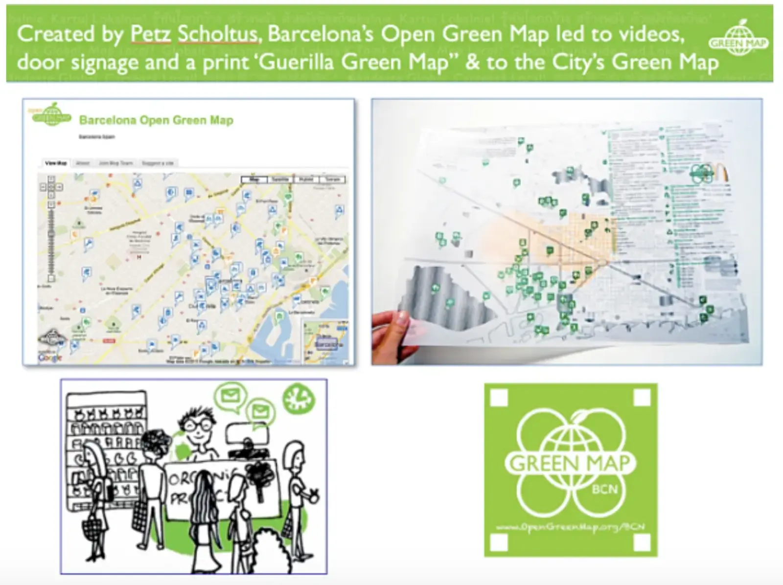 different iterations of the Barcelona Green  Map
