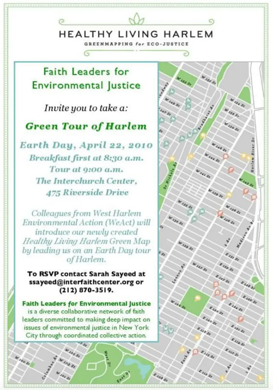 the Healthy Living Harlem Green Map by Faith Leaders for Environmental Justice