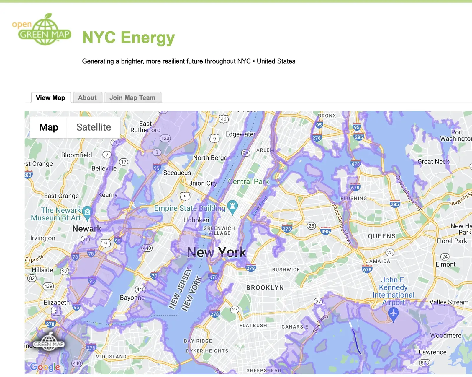 Our 2006 Powerful Green Map as reinterpreted online - here showing just the water marks